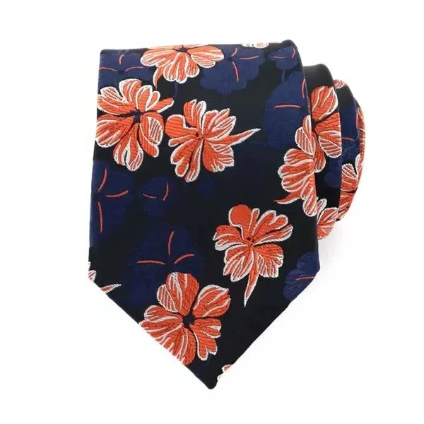 Men's tie with diagonal stripes-Classy Men Tropic Floral Silk Tie