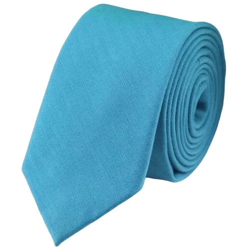 Stylish silk tie for dinner parties-Classy Men Turquoise Cotton Necktie