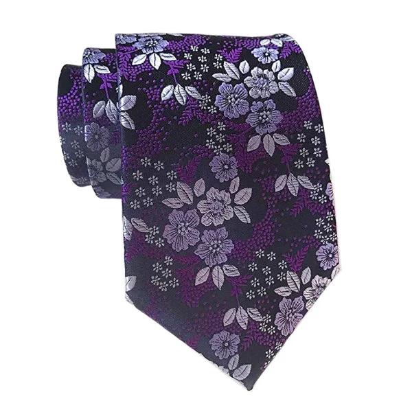 Men's silk tie for upscale dinners-Classy Men Violet Floral Silk Tie