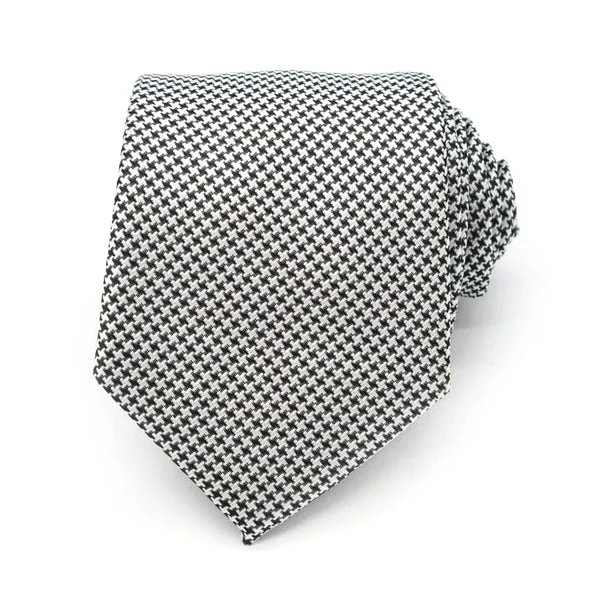 Men's tie for corporate gatherings-Classy Men White Black Dotted Silk Tie