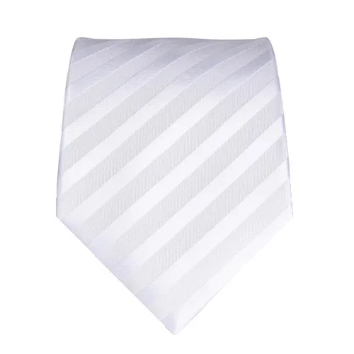 Elegant men's tie for the office-Classy Men White Silver Striped Silk Tie