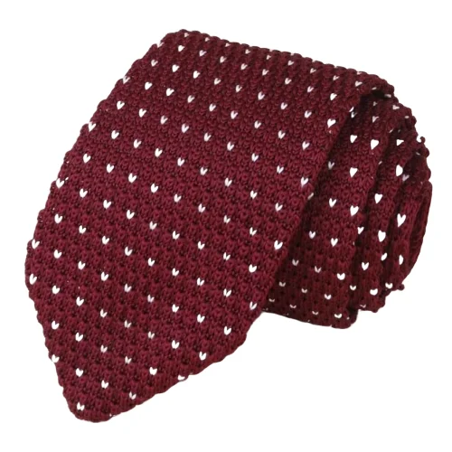 Men's tie with subtle geometric pattern-Classy Men Wine Red Dot Knitted Tie