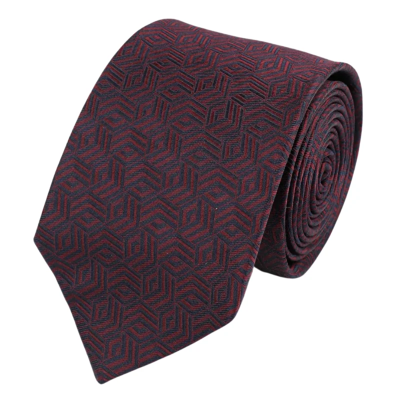 Men's tie for outdoor weddings-Wine Silk Geo Tie