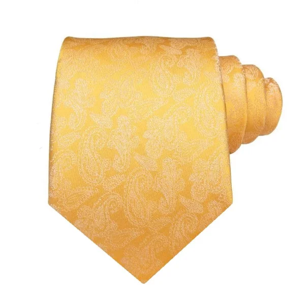 Best men's tie for black tie events-Classy Men Yellow Gold Paisley Silk Tie