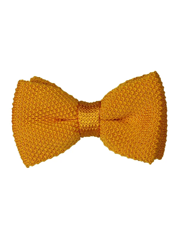 Men's tie for upscale business meetings-YELLOW KNITTED BOW TIE