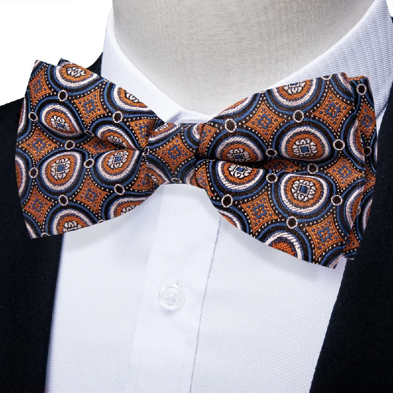 Men's tie with a subtle floral print-YourTies Men's Bowtie Orange Novelty Formal Pre-tied Bowtie