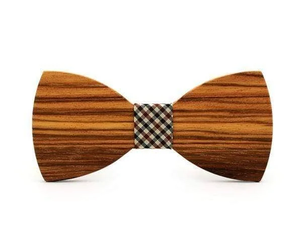 Elegant silk tie for business professionals-Zebra Wood Check Adult Bow Tie