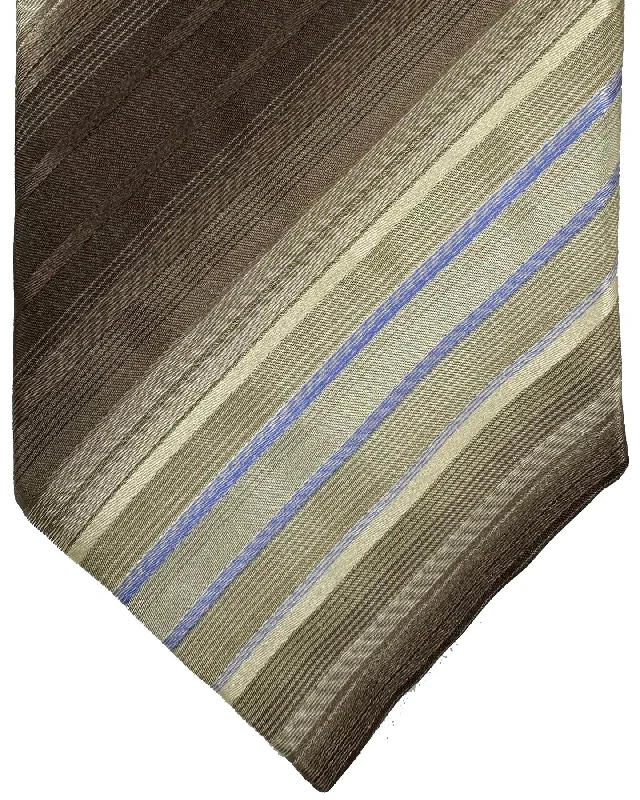 Best men's tie for gala events-Zilli Sevenfold Tie Brown Stripes - Wide Necktie SALE