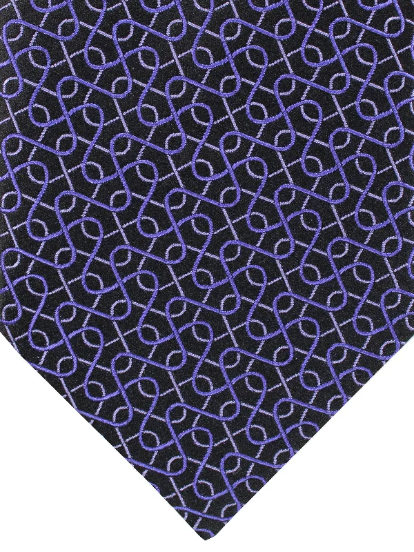 Best tie for business professionals-Zilli Silk Tie Black Purple Geometric Design - Wide Necktie SALE