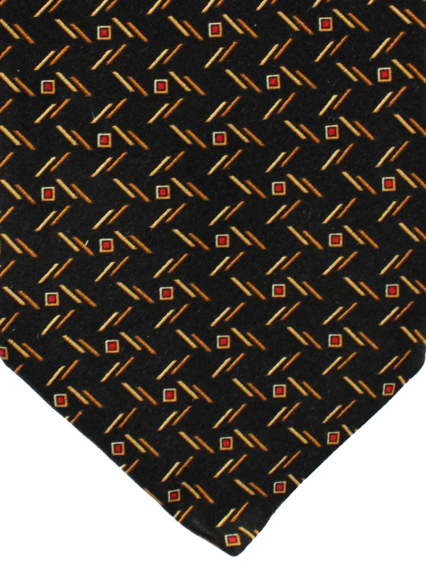 Best tie for business casual looks-Zilli Tie Black Orange Red Geometric - Wide Necktie SALE