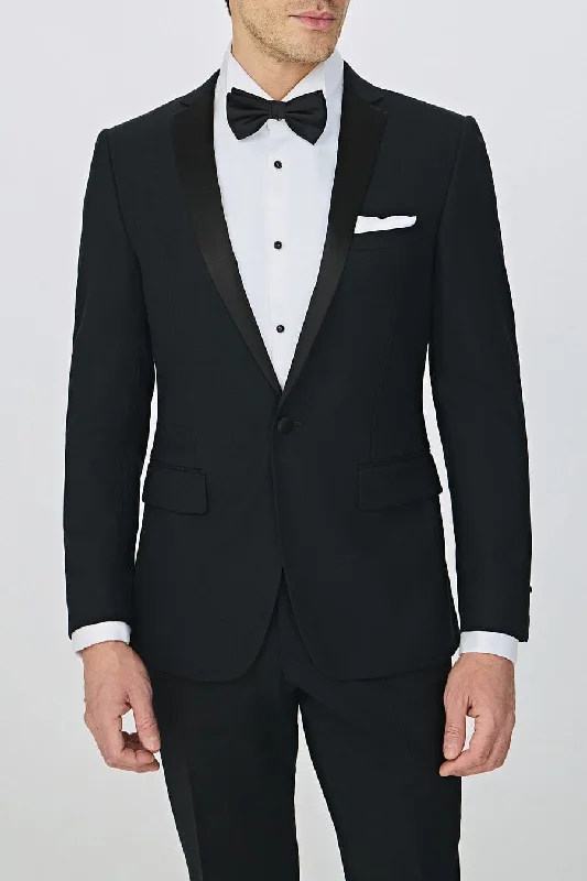 men's light grey wool tuxedo -Men's Business Single Breasted Notch Lapel Blazer