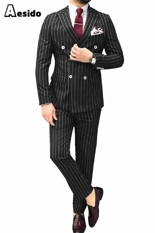 men's formal black suits for work -2 Piece Peak Lapel Men Suit（Blazer+Pants）