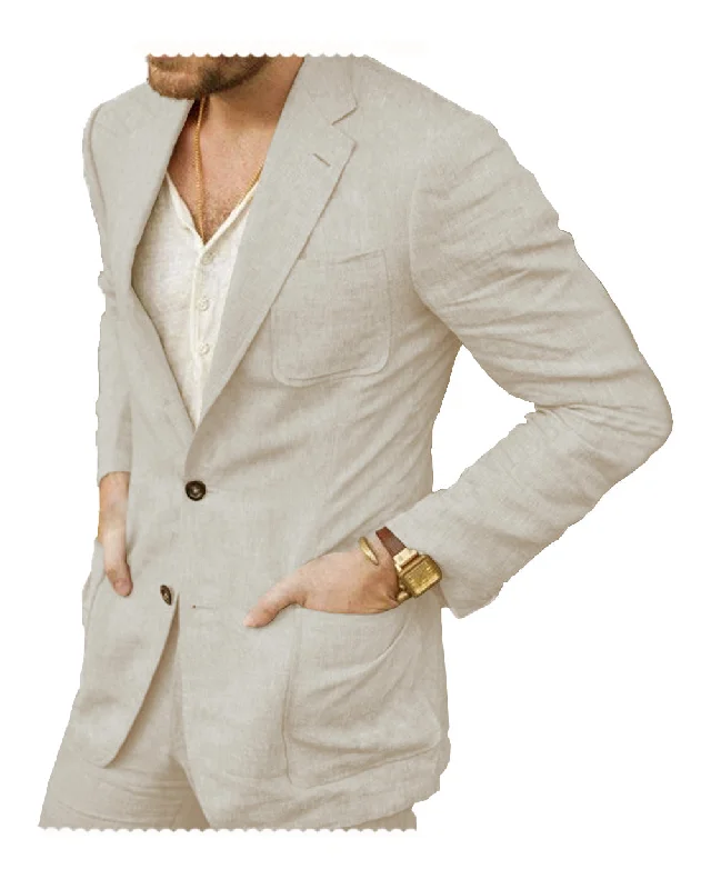 men's grey three-piece wedding suit -2 Pieces Casual Mens Suit For Leisure (Blazer + Pants)