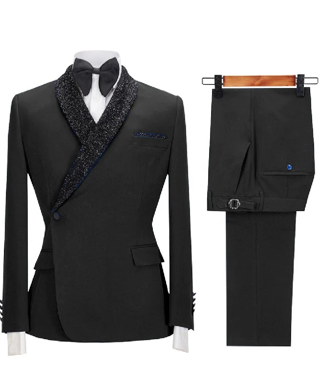 men's business casual tuxedo jacket -2 Pieces Casual Mens Regular Fit Suit (Blazer + Pants)