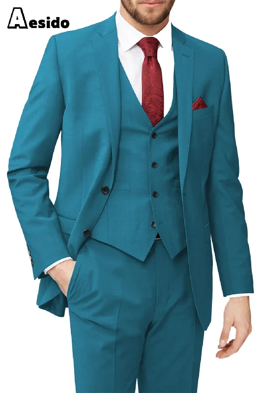 men's wedding tuxedo with pocket watch -Men's Suit 3 Piece Leisure Notch Lapel Jacket (Blazer+Vest+Pants)