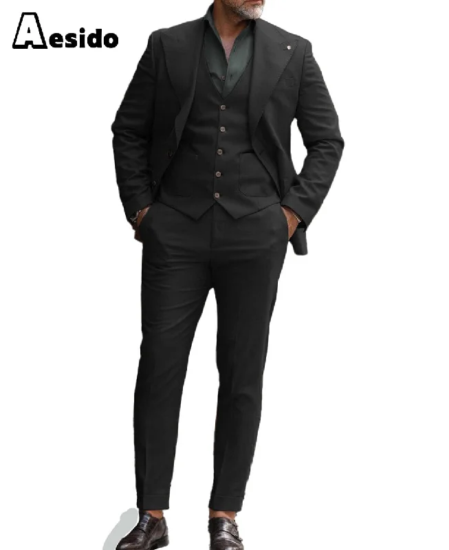 men's formal tuxedo for wedding -3 Pieces Mens Flat Suit (Blazer+Vest+Pants)