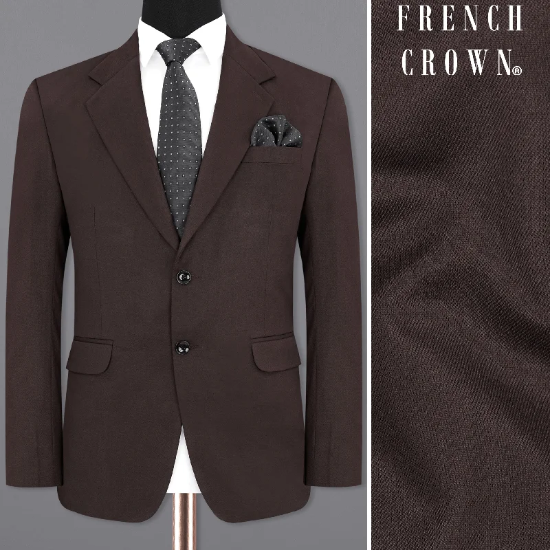 men's brown tuxedo for weddings -Bistre Brown Single Breasted Blazer