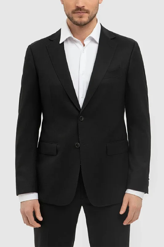 men's wedding tuxedo with vest -Black 2 Piece Notch Lapel Double Button Men's Suit (Blazer+Pants)