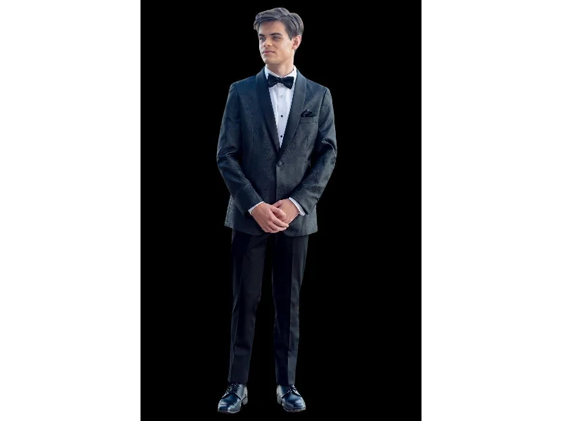 men's classic three-piece tuxedo -Black Tonal Aria Paisley Shawl lapel Dinner Jacket Tuxedo Rental