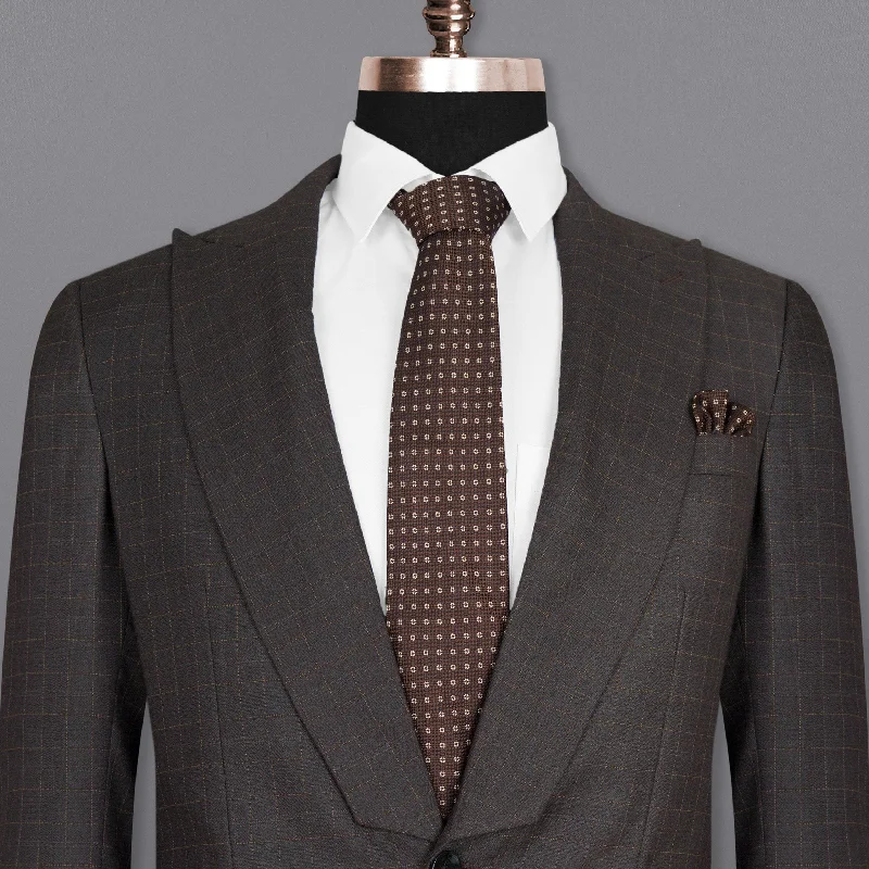 men's custom tuxedo jackets -Brown Plaid Wool Rich Blazer