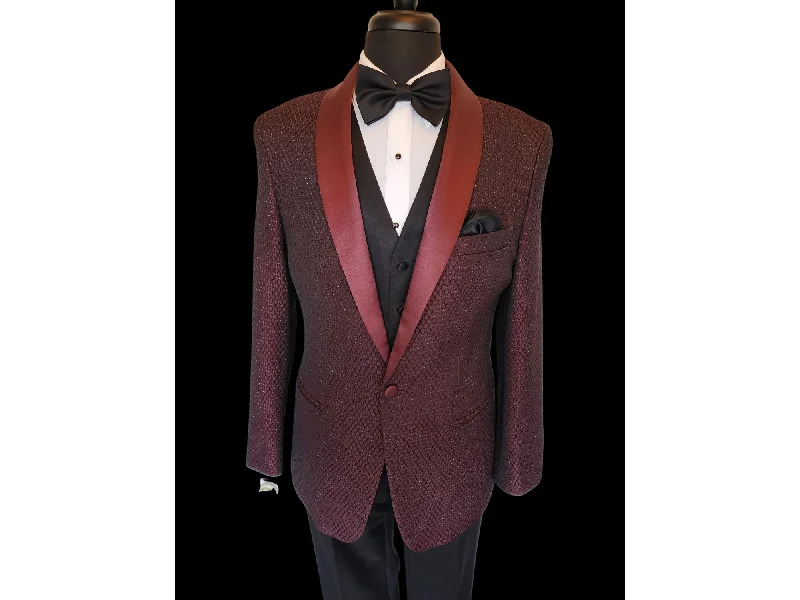 men's luxury grey tuxedo suits -Burgundy Sparkle Diamond Shawl Tuxedo Rental