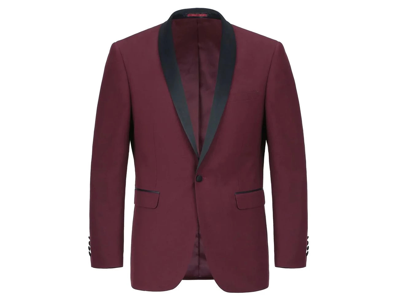 men's luxury slim tuxedo suits -Burgundy With Black Shawl Mandalay Tuxedo Rental