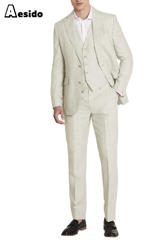 men's tailored tuxedo jacket sale -Business Casual 3 Piece Notch Lapel Men's Suit (Blazer+Vest+Pants)