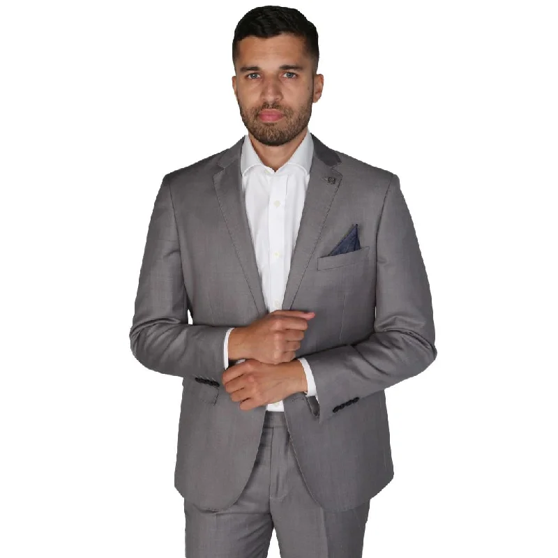 men's luxury black suits -Charles - Men's Grey Plain Formal Blazer