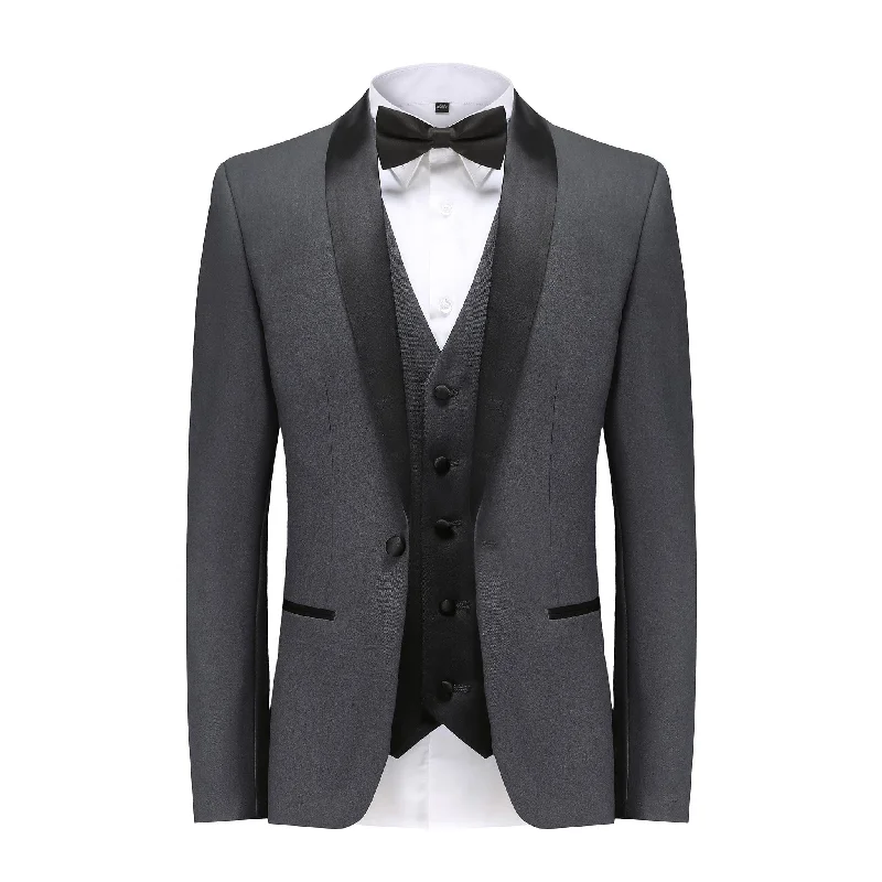 men's modern wedding tuxedo -GINO VITALE SUIT/TX300/CHARCOAL