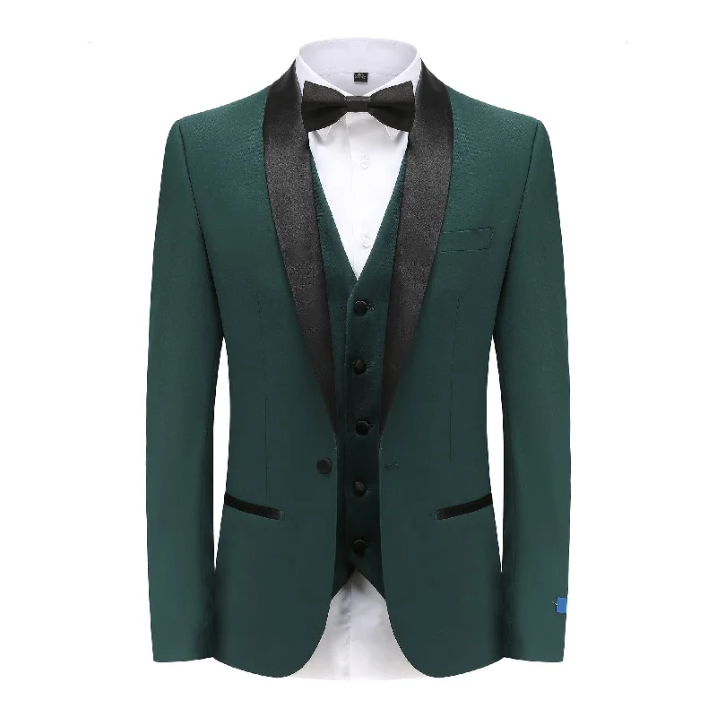 men's formal tuxedo jacket with tie -GINO VITALE SUIT/TX300/HUNTER GREEN