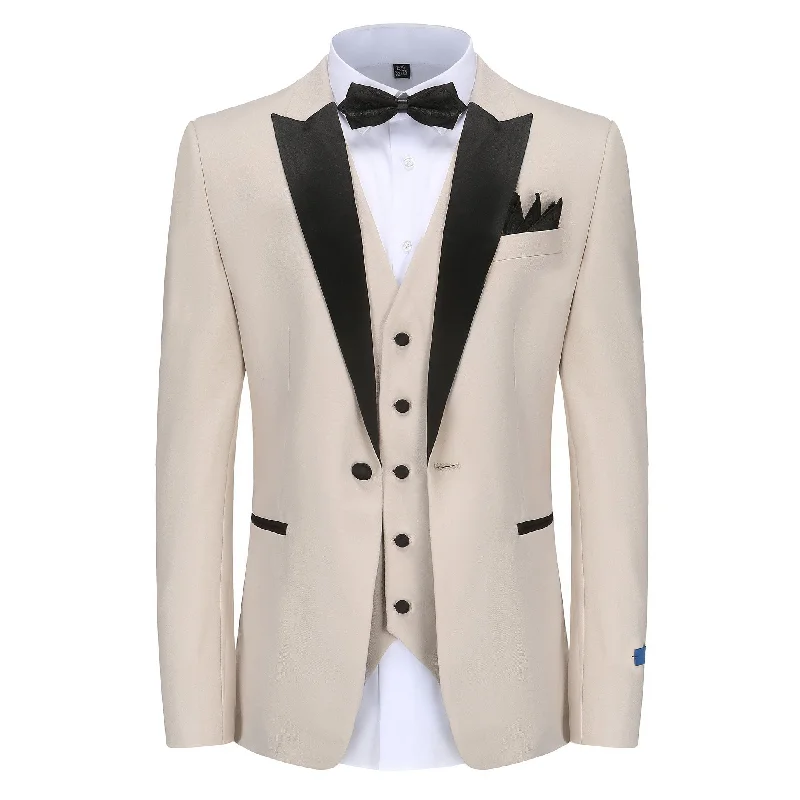 men's light grey wool tuxedo -GINO VITALE SUIT/TX500TX500-LT BEIGE