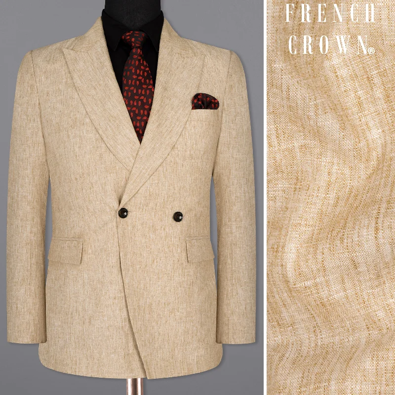 men's modern tuxedo with vest -Cream Luxurious Linen Blazer