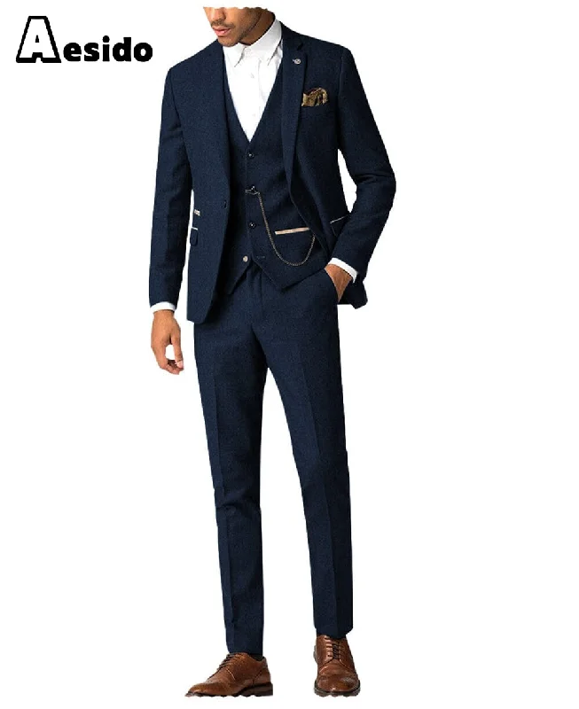 men's modern tuxedo suit with bowtie -Flat 3 Piece Men's Suit For Wedding(Blazer + Vest + Pants)