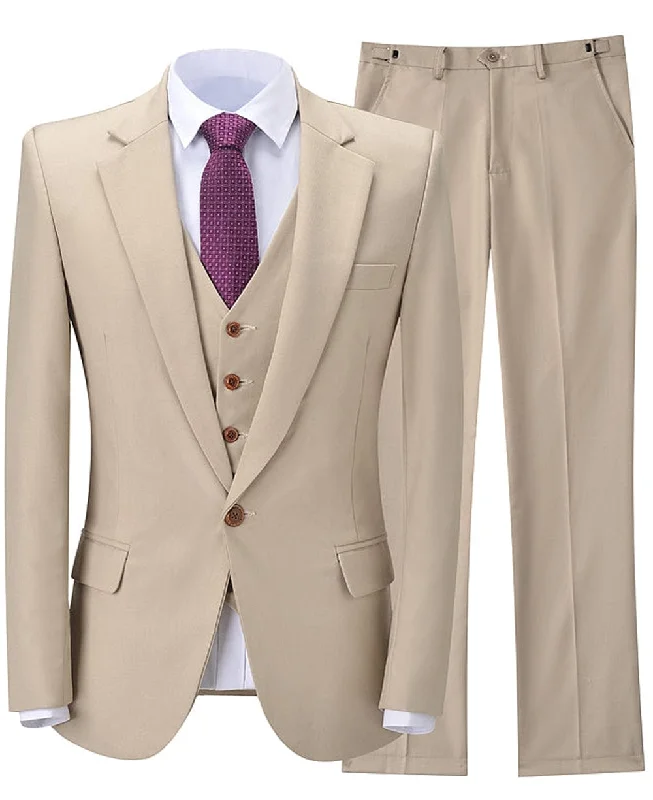 men's grey slim fit business suit -Flat Notch Lapel 3 Pieces Mens Suit (Blazer+vest+Pants)