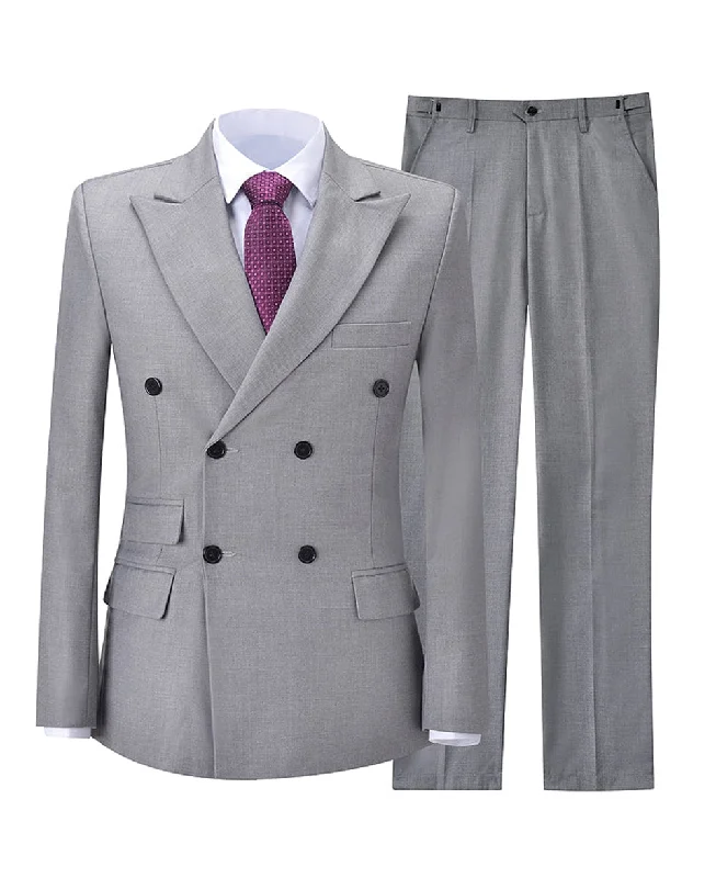 men's wool tuxedo for business meetings -Formal Double Breasted 2 Pieces Mens Suit Peak Lapel Tuxedos (Blazer+Pants)