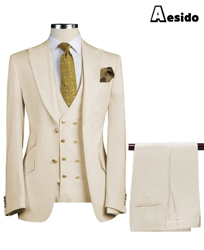 men's tuxedo jackets for prom -Formal Peak Lapel 3 Pieces Mens Suit For Wedding Tuxedos (Blazer+vest+Pants)