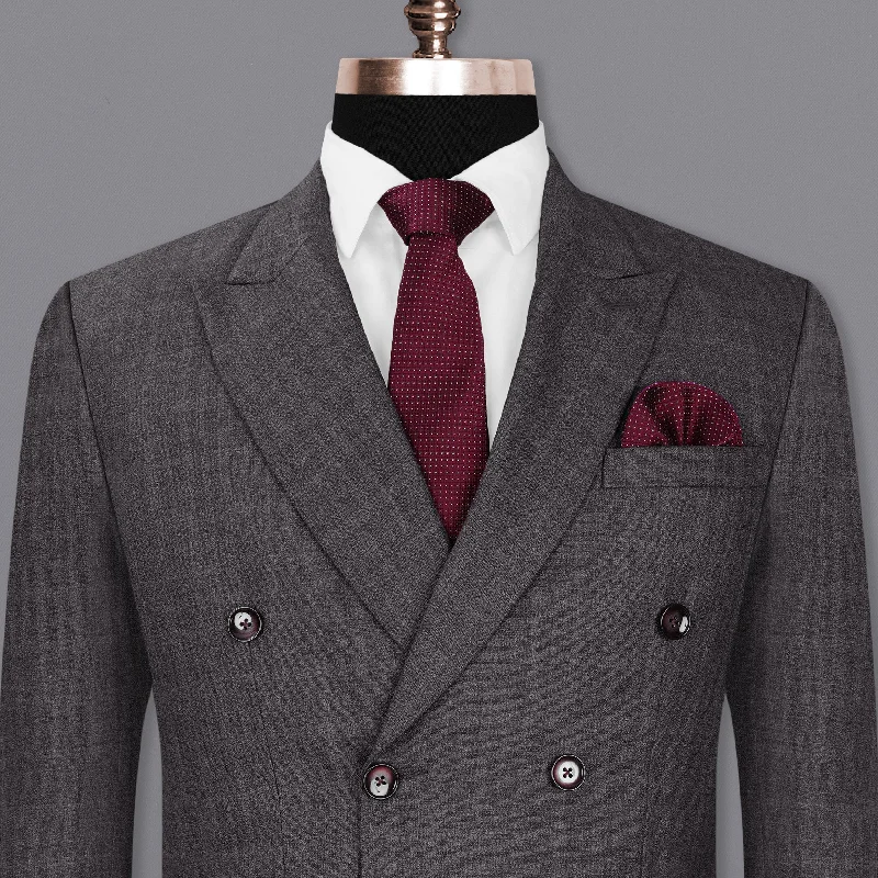 men's wool tuxedo with vest -Iridium Gray Double-Breasted Blazer