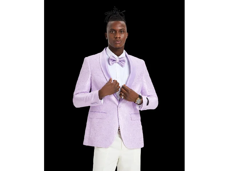 men's formal wool tuxedo jacket -Lavender Solid Textured Shawl lapel Dinner Jacket Tuxedo Rental