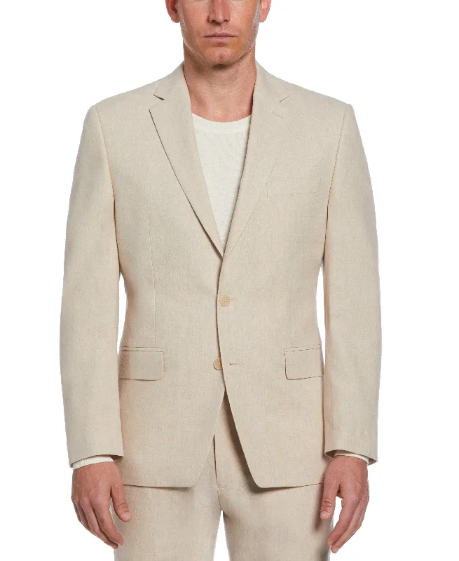 men's wool blend tuxedo jacket -Linen Blend Suit Jacket