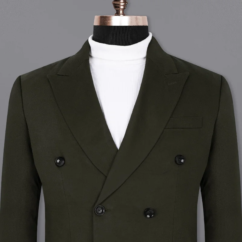 men's formal evening suits -Log Cabin Green Double Breasted Premium Cotton Blazer