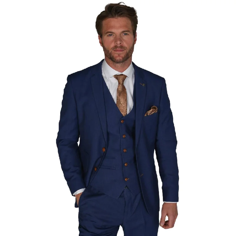 men's slim fit business wedding suit -Mayfair- Men's Plain Blue Blazer Weddings & Prom