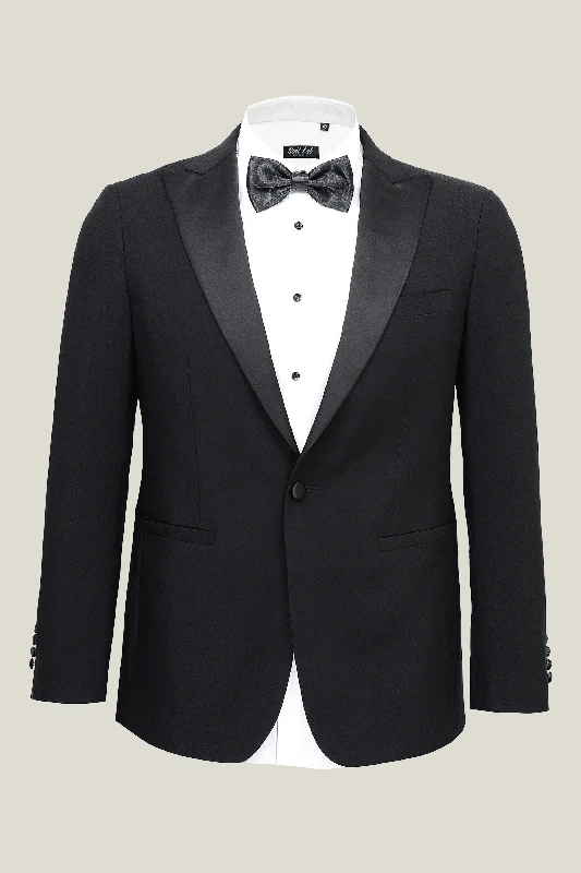 men's formal grey wedding suit -Mens Black Peak Lapel Tuxedo