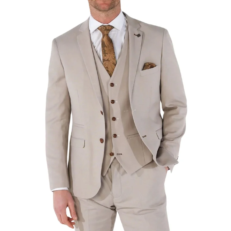 men's slim fit tuxedo for prom -Men's Blazer Beige Birdseye Sport Coat Tailored Fit Summer Suit Jacket