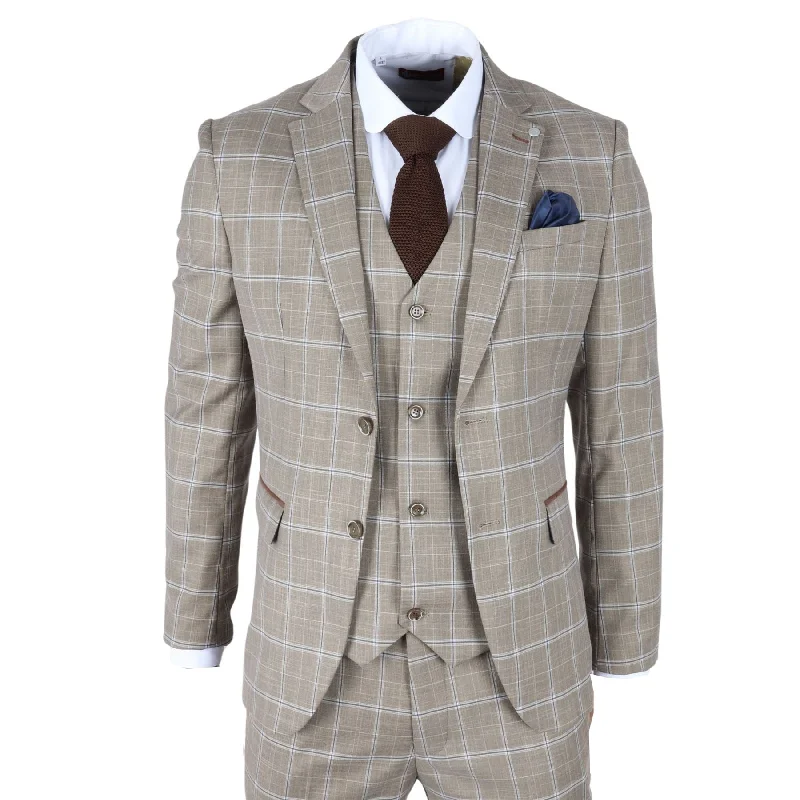 men's checked grey suit -Men's Blazer Brown Checked Classic Sport Coat Plaid Tailored Fit