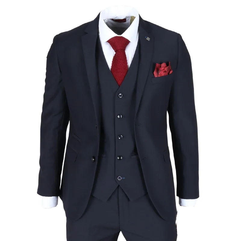 men's business black tuxedo suits -Men's Blazer Navy Blue Tailored Fit Formal Suit Jackets