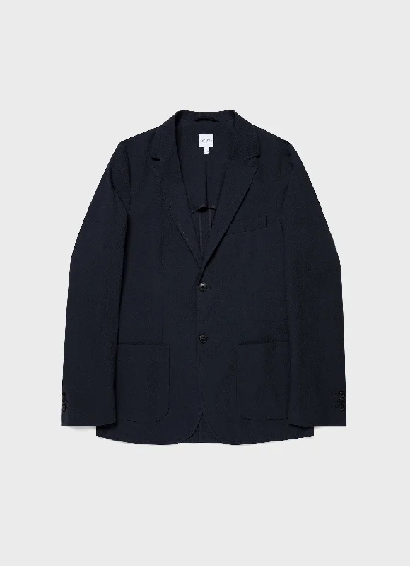 men's tailored dinner suits -Men's Seersucker Blazer in Navy