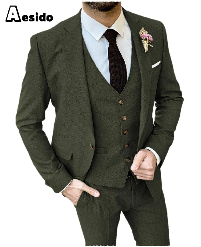 men's tailored grey tuxedo suit -Men's Suit 3 Pieces Double Buttons Notch Lapel Jacket  (Blazer+Vest+Pants)