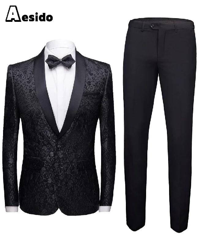 men's three-piece wool suit -Men's Suit 2Pieces Single Buttons Shawl Lapel Blazer (Blazer+Pants)