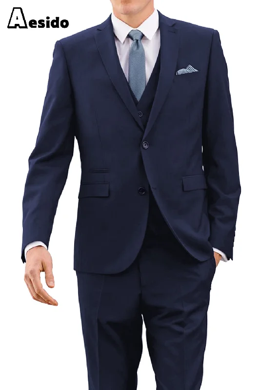 men's tailored grey wool suits -Men's Suit 3 Piece Business Double Button Notch Lapel Jacket (Blazer+Vest+Pants)