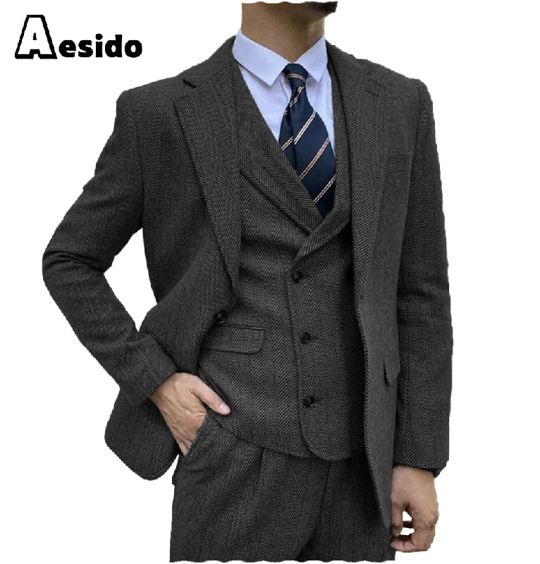 men's casual blue tuxedo for weddings -Men's Suit 3 Piece Notch Lapel Blazer（Blazer+Vest+Pants）